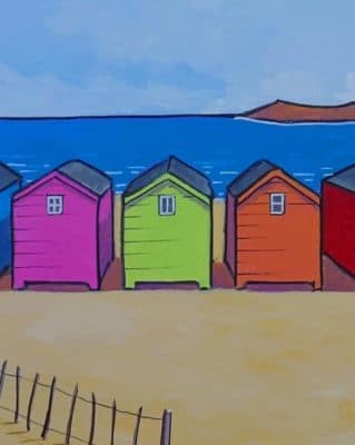 Colorful Beach Bungalows paint by numbers