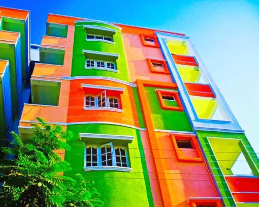 Sunny Colored Building paint by numbers