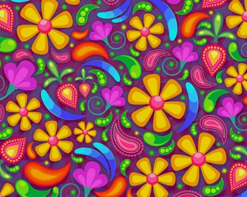 Colorful Texture Flowers paint by number