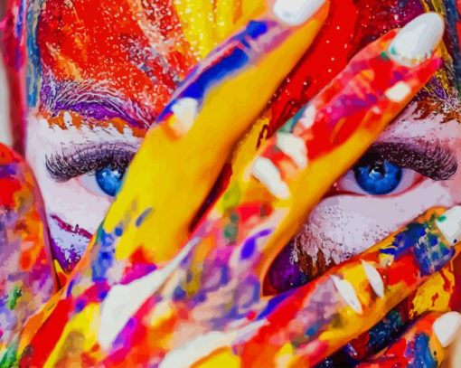 Colorful Woman Face paint by number