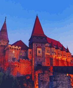 corvin castle at night paint by numbers