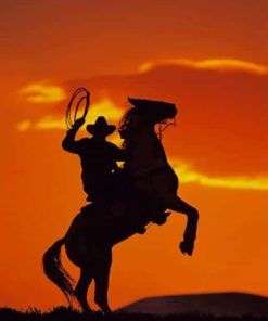 Cowboy on Horse Sunset paint by numbers