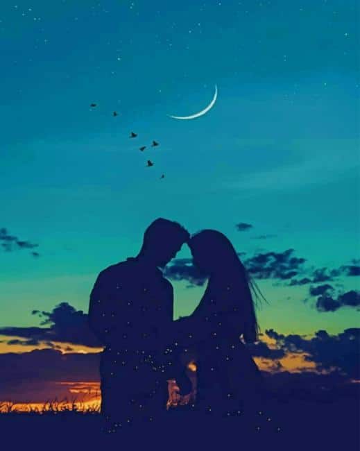 Cute Couple Silhouette paint by numbers