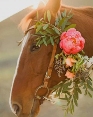 Cute Horse With Flowers paint by numbers