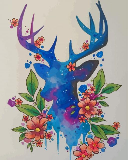 Deer Art Watercolor paint by numbers