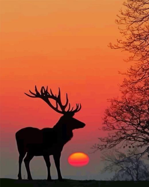 Deer Silhouette paint by numbers