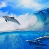 Dolphins Riding Waves paint by numbers