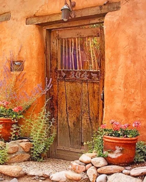 Door With Santa Fe Style Wood paint by numbers