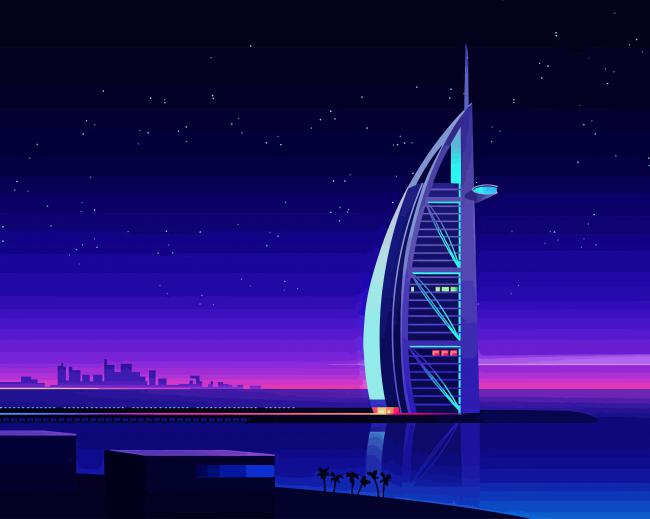 Dubai Burj Al Arab Hotel paint by number