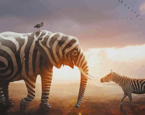 Elephant And Zebra paint by number