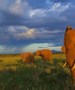 Elephants Walking paint by number