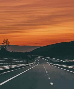 Empty Road Over Sundown paint by number