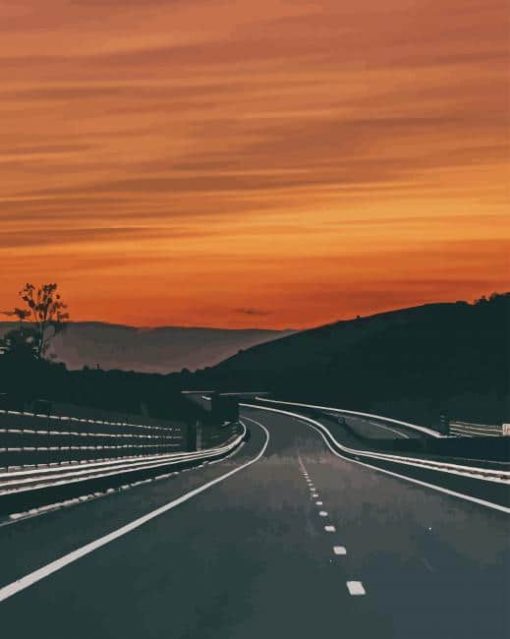 Empty Road Over Sundown paint by number