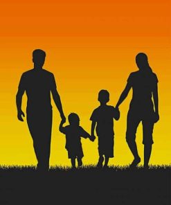 Familly Silhouette Sunset paint by numbers