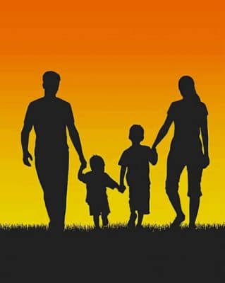 Familly Silhouette Sunset paint by numbers