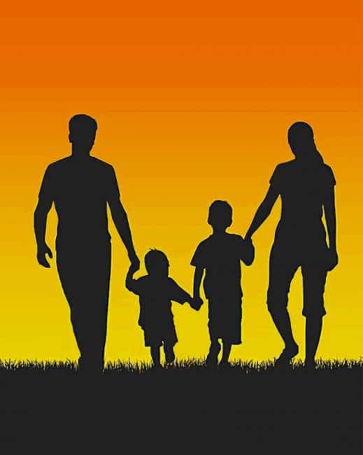 Familly Silhouette Sunset paint by numbers