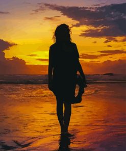 Female Silhouette In The Beach paint by numbers