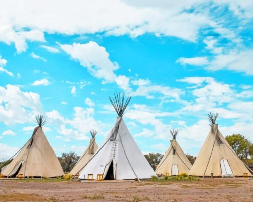 Five Tippi Tents During Day Time painting bu numbers