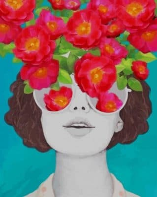 Floral Glasses paint by numbers