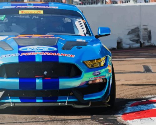 Blue Ford Mustang paint by numbers