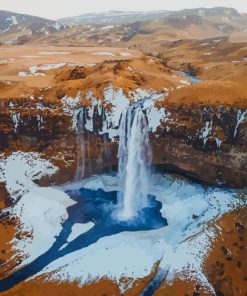 Frozen Lake Waterfall paint by number