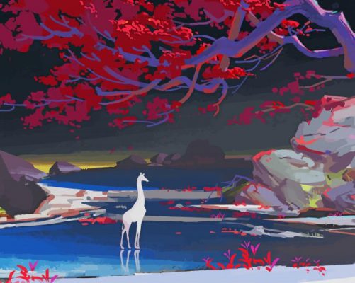 Giraffe Forest Art paint by number