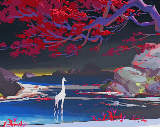 Giraffe Forest Art paint by number