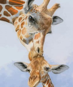 Giraffe Mother And Her Baby paint by numbers