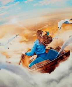 Girl Flying With Birds paint By numbers