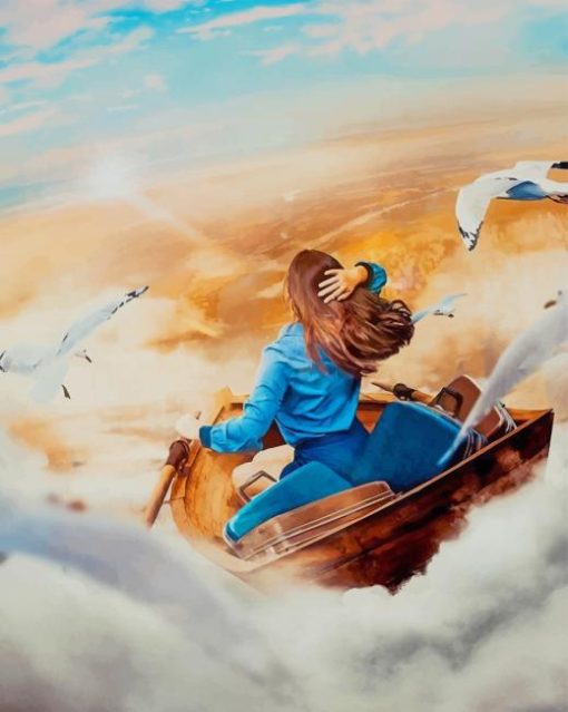 Girl Flying With Birds paint By numbers