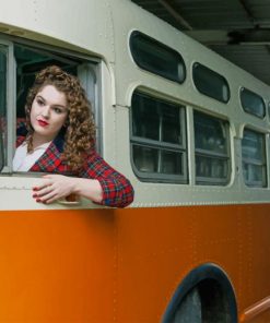 Woman In Orange Bus paint by numbers