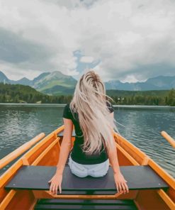 Girl Sitting On Boat paint by number