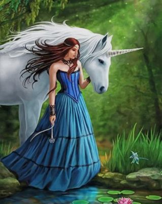 Girl With Unicorn paint by number