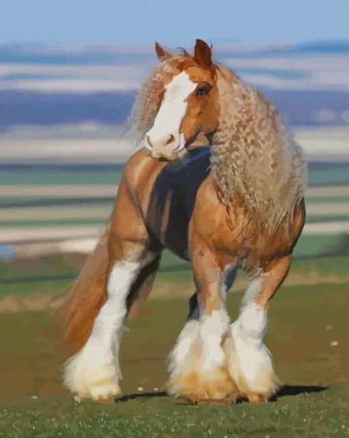 Golden Clydesdale Horse paint by numbers