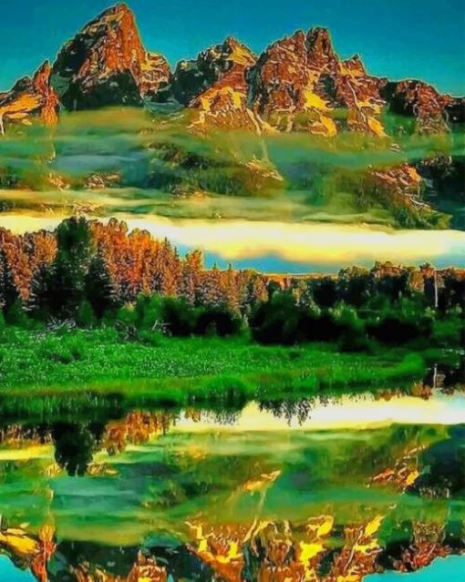 Grand Teton National Park In Northwestern paint by numbers