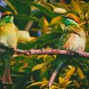 Green Birds On A Twig paint by numbers