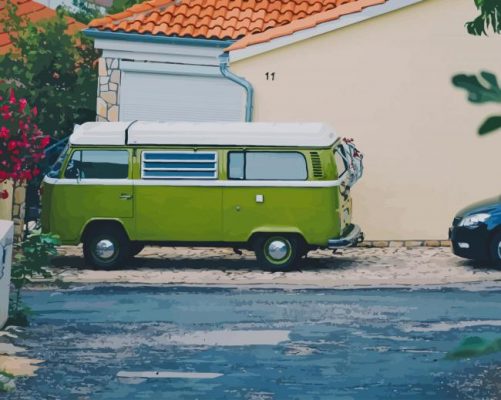 Green Van Parked paint by numbers