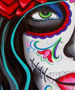 Green Eyes Day of The Dead paint by numbers