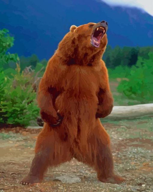 Grizzly Bear Standing paint by numbers