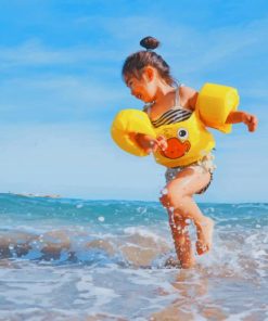 Happy Child Playing In The Beach painting by numbers