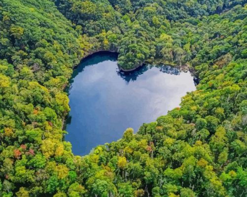 Heart Shaped River in Japan paint by numbers