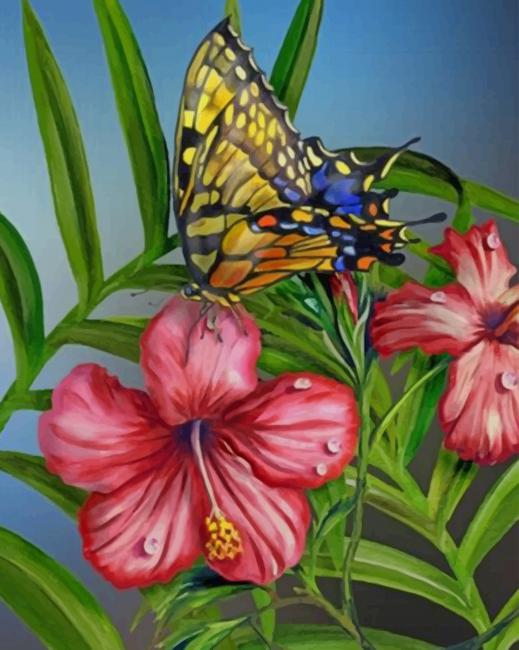 Hibiscus Butterflies paint by numbers