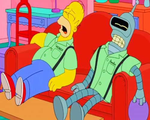 Bender And Homer Sleeping paint by numbers