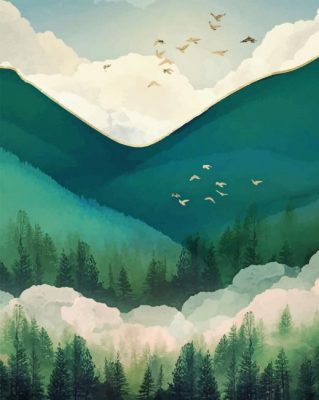 Illustration Forest Landscape paint by numbers