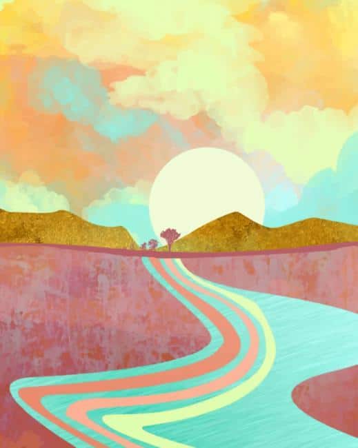 Illustration Forest Road paint by numbers