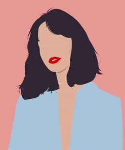 Illustration Girl With Red Lips paint by numbers