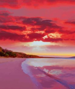 Italy Pink Beach Sunset paint by number