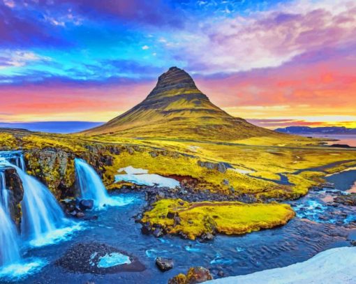 Kirkjufell Mountain paint by number