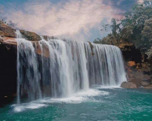 krang Shuri Waterfall India paint by numbers