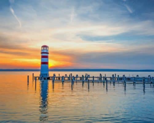 Light House At Sunset paint by numbers